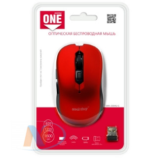 Мышь беспроводная SmartBuy SBM-200AG-R, радиоканал, оптическая (черно-красная)