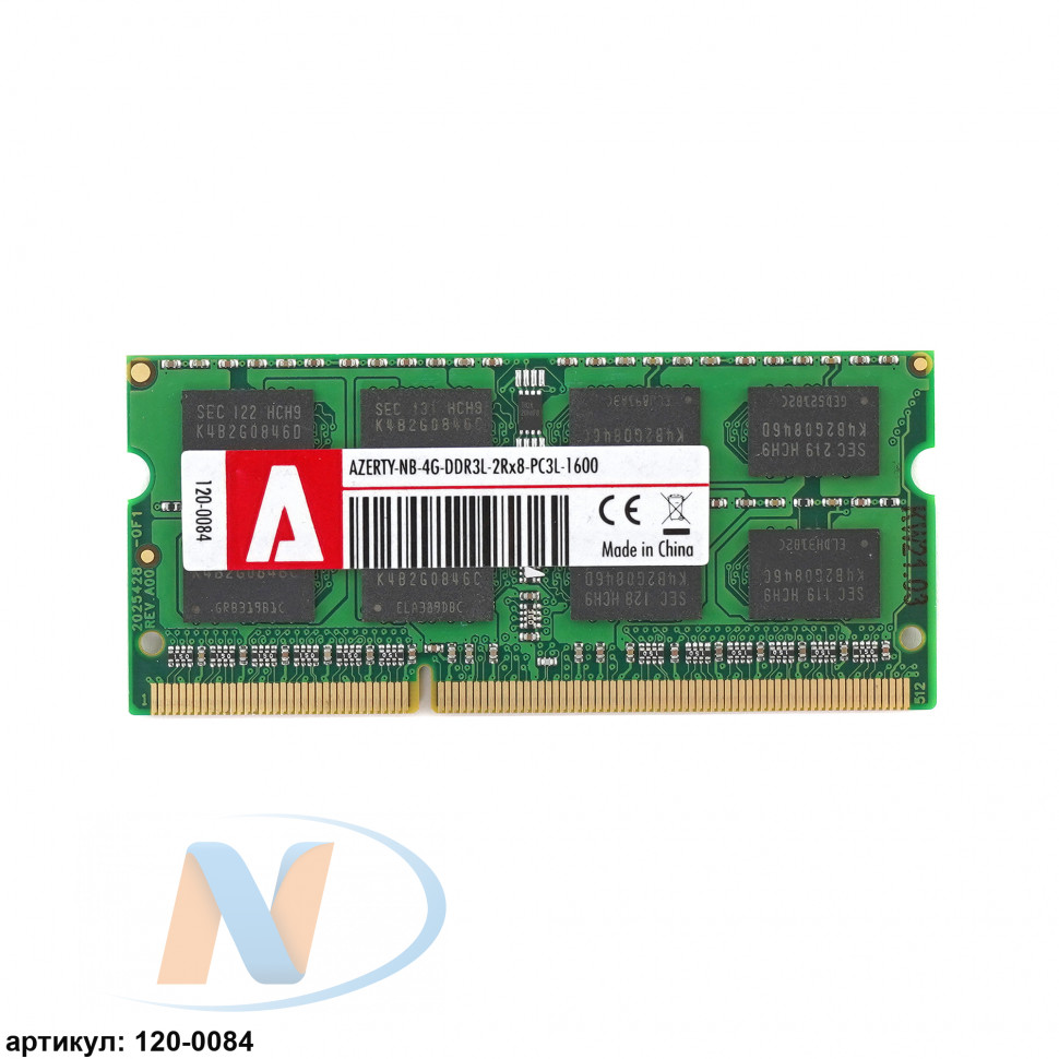Оперативная память SO-DIMM 4Gb Azerty DDR3L 1600 (NB-4G-DDR3L-2Rx8-PC3L-1600)