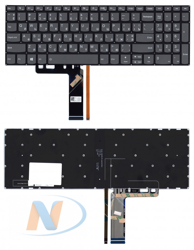 Клавиатура для Lenovo V330-15IKB,  V330-15IKS, 3-15ARE05, 3-15IIL05, 3-15IGL05, 3-15IML05 (с подсветкой)