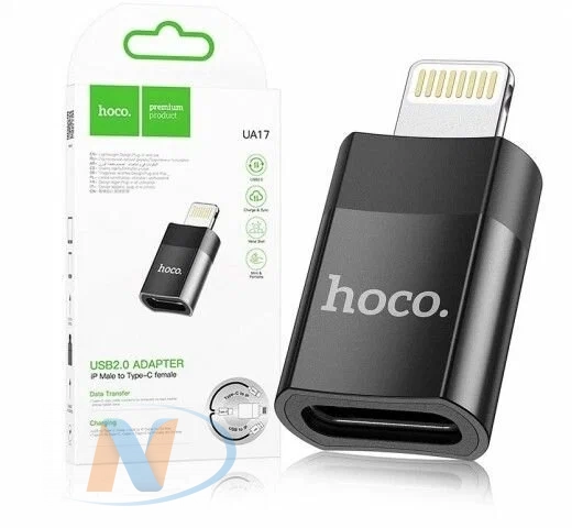 Переходник OTG Hoco UA17  Type-C - Lightning  (черный)