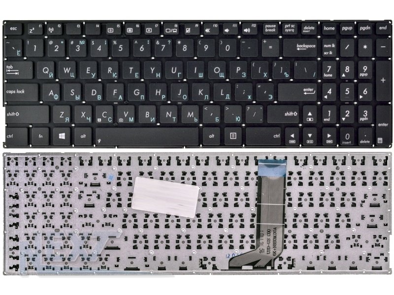 Клавиатура для Asus X556UB, X556UA черная без рамки P/N: OKNBO-6122US0Q, AEXJB00110, 9Z.N8SSQ.00R