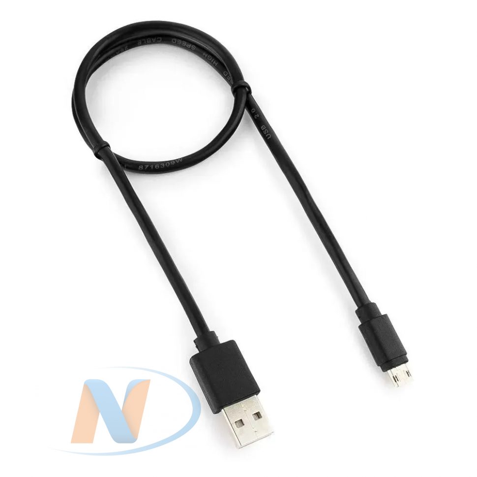 Кабель для зарядки USB-micro USB черный 0.5м