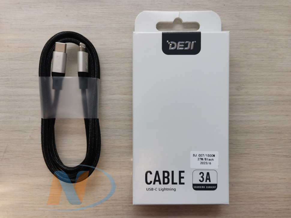 Дата-кабель DEJI DJ-C07 (Type-C - Lightning) 3A, 27W (Черный) 1.5m
