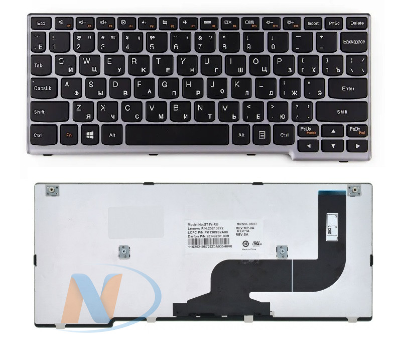 Клавиатура для Lenovo S210, S215, Yoga 11s черная с рамкой P/N: 25204688, MP-11G23SU-6862, T1A1-RU