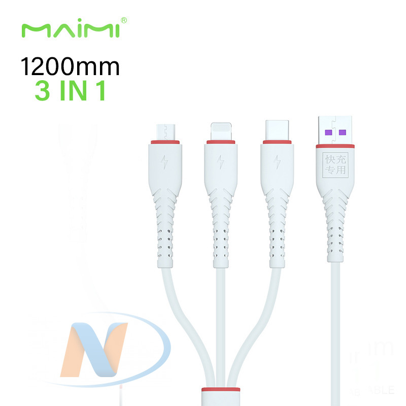 Дата-кабель MaiMi X16 (Lightning, Type-C, Micro-USB) 5A (Черный) 1.2m